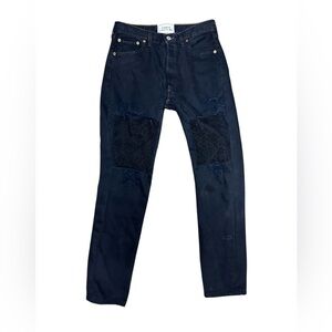 Forte Couture Black Distressed Jeans with Lace Detail Size 27